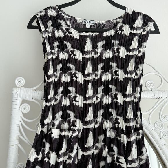 Alquema Dress 1 Small Smash Pocket Crinkle Pleated 3/4 Sleeve Artsy Abstract - Picture 14 of 14